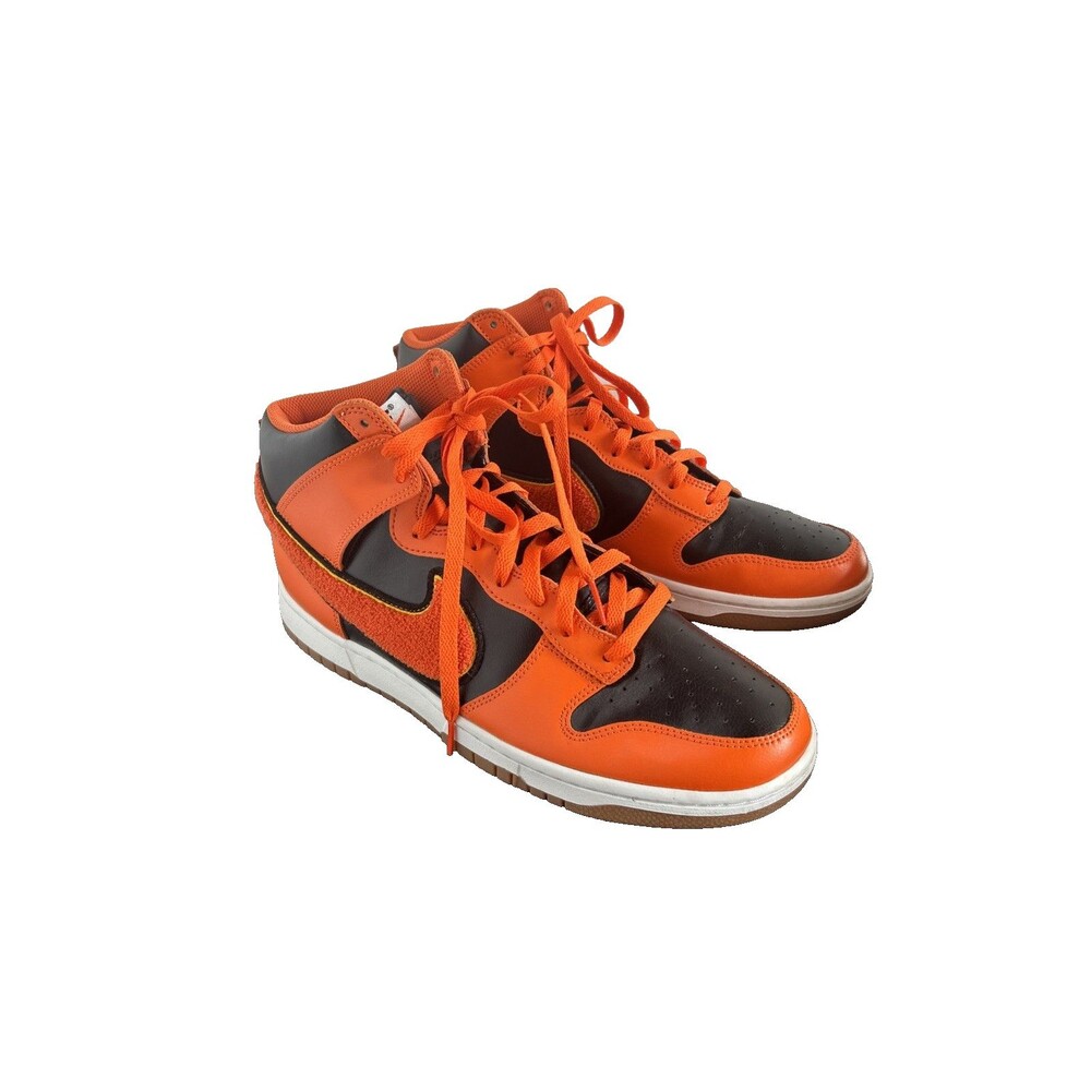 Nike Dunk High Retro Chenille Swoosh Safety Orange Sz 12 Men Sneakers DR8805-002